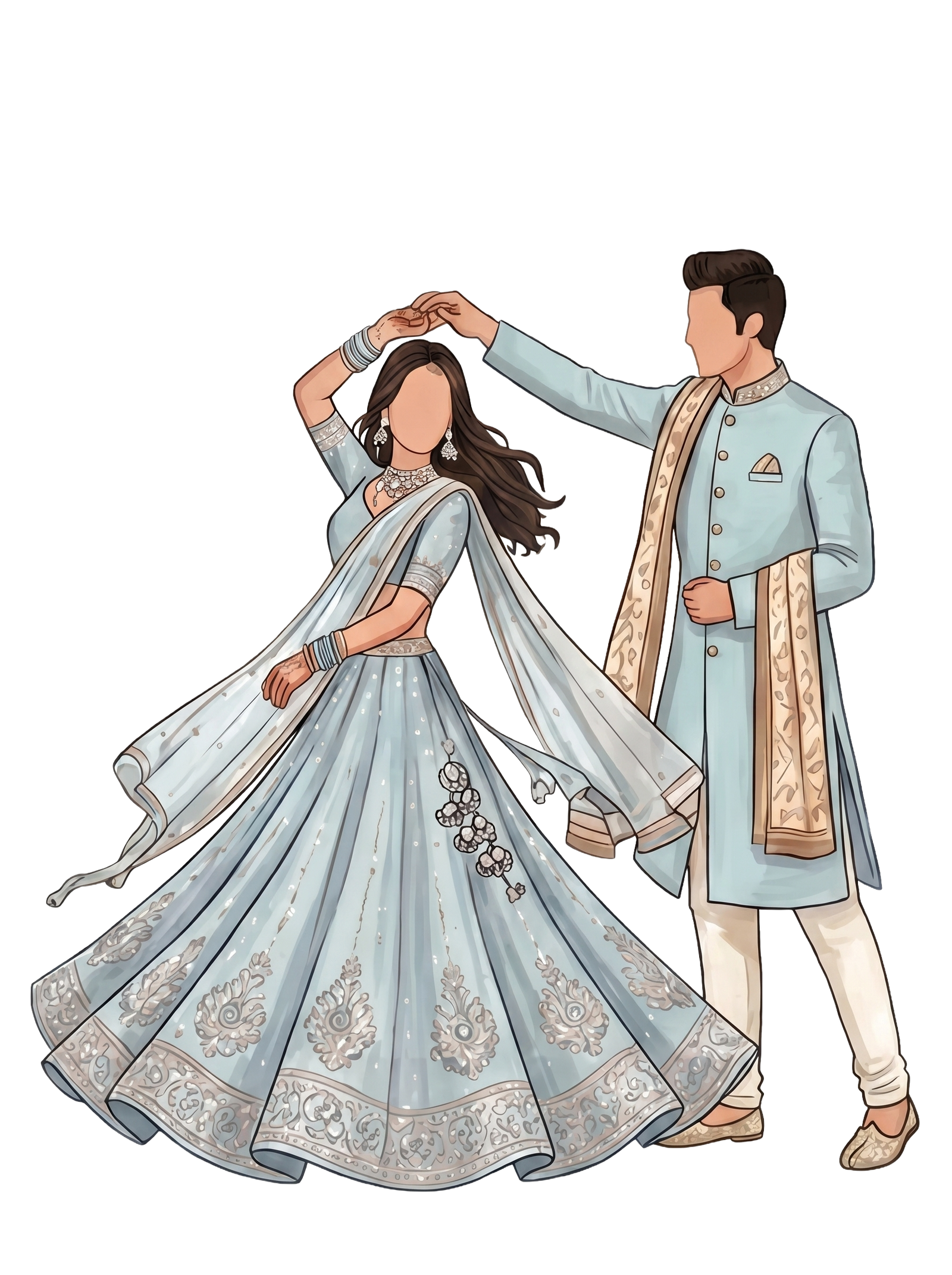 Sangeet Couple Caricature